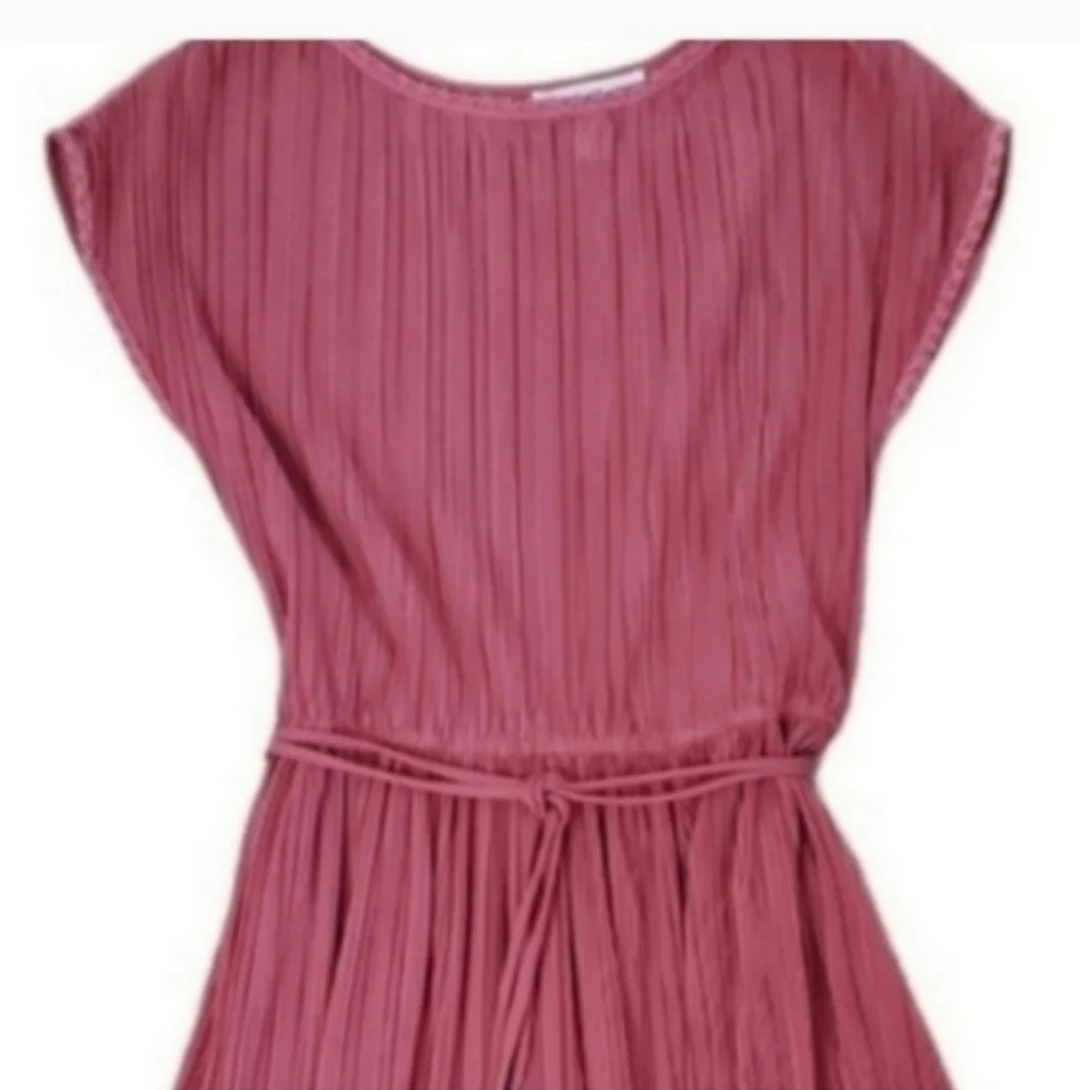 Blush Pink Vintage Lace Short Sleeve Midi Dress Large Mauve